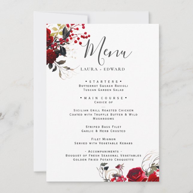 Burgundy Bliss: Elegant Floral Vine Pattern in Win Invitation (Front)