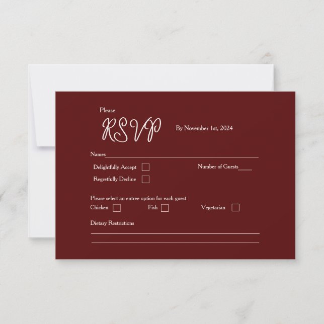 Burgundy Bliss RSVP Card Version 1 (Front)