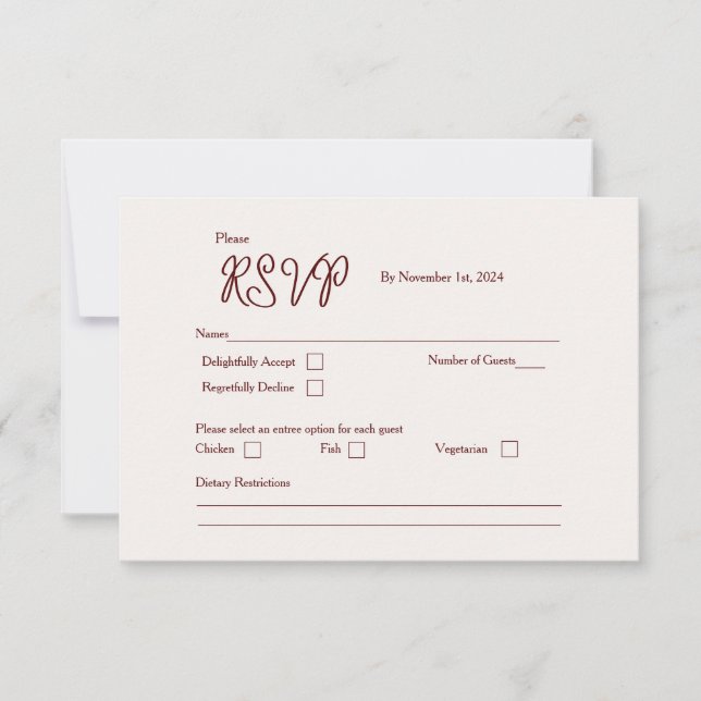 Burgundy Bliss RSVP Card Version 2 (Front)