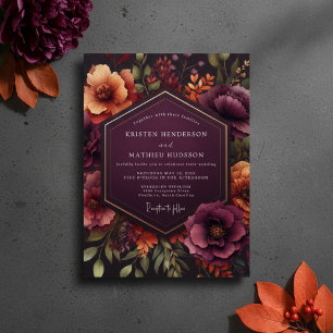 Burgundy Bloom Autumn Wedding Invitation