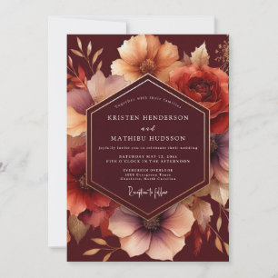 Burgundy Bloom Autumn Wedding Invitation