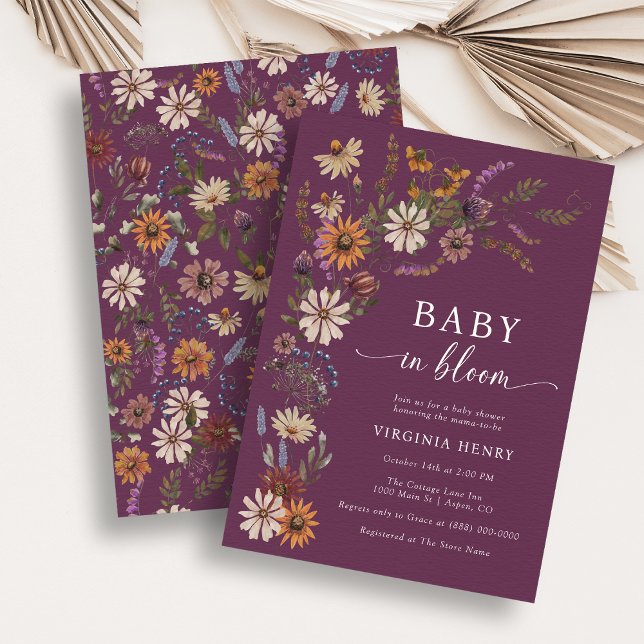 Burgundy Bloom Baby Shower Invitation (Burgundy Bloom Baby Shower Invitation
)