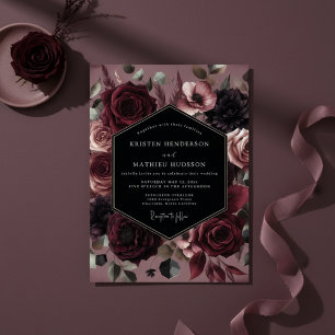 Burgundy Bloom Opulent Wedding Invitation