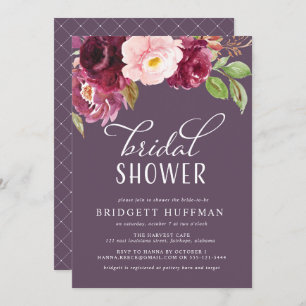 Burgundy Bloom Shower Invitation
