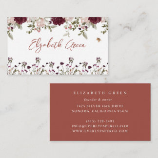 Burgundy Bloom | Watercolor Floral Business Card
