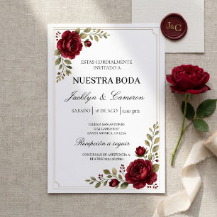 Burgundy Bloom Wedding invitation