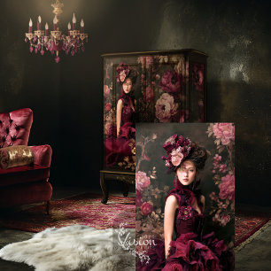 Burgundy Blooms Victorian Gothic Romantic Core Tissue Paper