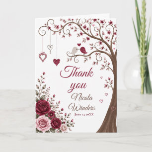 Burgundy Blossom Bridal Shower Thank You Card