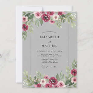 Burgundy Blossom Wedding Invitation