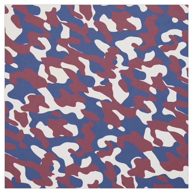 Burgundy, Blue and White Camo Fabric (Swatch)