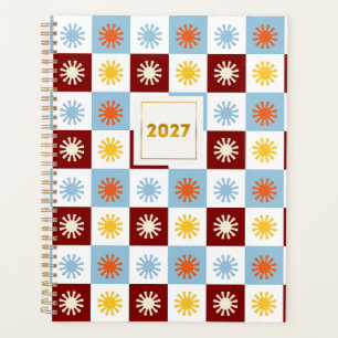 Burgundy Blue Chequerboard Starburst 2027 Planner