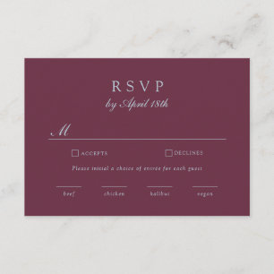 Burgundy Blue Grape Monogram Vineyard RSVP Card