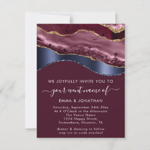 Burgundy Blue Navy Gold Border Wave QR Code 