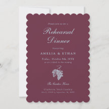 Burgundy Blue Vineyard Rehearsal Dinner Invitation