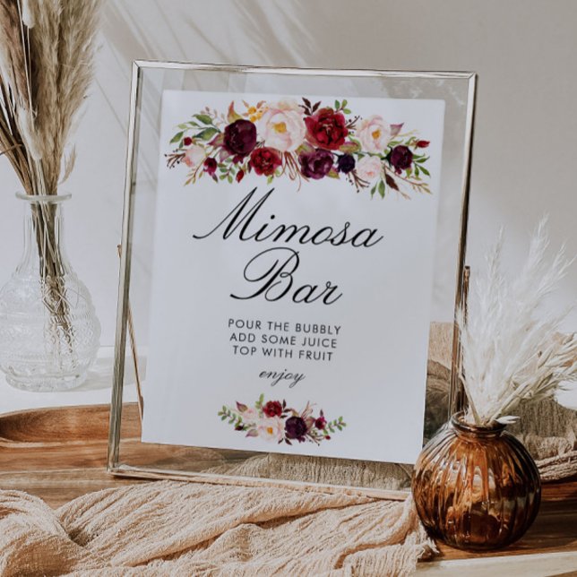 burgundy & blush bridal shower mimosa bar sign (Creator Uploaded)