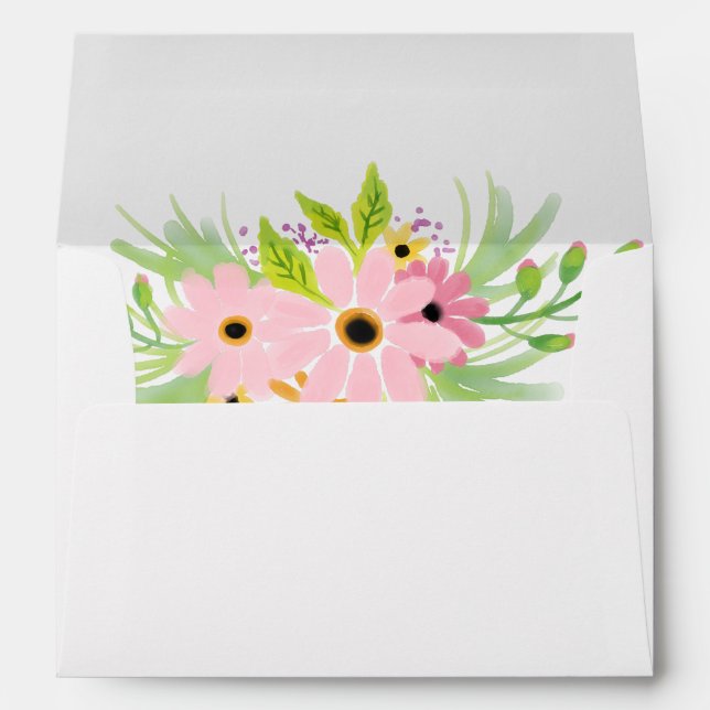 Burgundy Blush Chic Floral & Return Address Envelope (Back (Bottom))