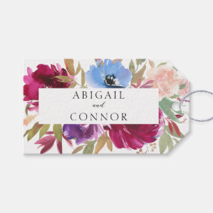 Burgundy Blush Dusty Blue Elegant Floral Gift Tags