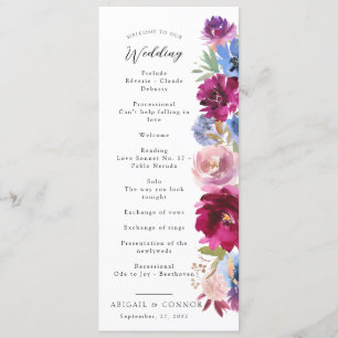 Burgundy Blush Dusty Blue Elegant Floral Programme