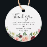 Burgundy Blush Floral Bouquet Wedding Favour Tags<br><div class="desc">Beautiful watercolor flowers and foliage arrangement border in trendy shades of blush and burgundy,  thank you favour tags.  Back of tag features,  solid burgundy red colour. Designed to match our Burgundy Blush Botanical Floral Collection.</div>