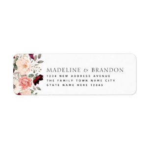 Burgundy Blush Floral Bride & Groom Address
