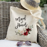 Burgundy Blush floral  maid of honour wedding Tote Bag<br><div class="desc">Burgundy blush floral maid of honour wedding favour tote bags,  mother of the bride,  bridesmaids,  bride's mother,  groom's mother,  team bride,  wedding favours,  wedding tote bags,  wedding gift bag,  wedding party,  rustic weddings,  rustic floral,  peony,  flower,  floral, </div>