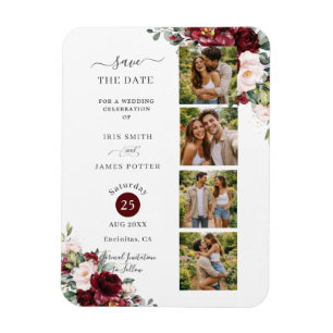 Burgundy Blush Floral Photo Booth Wedding  Magnet