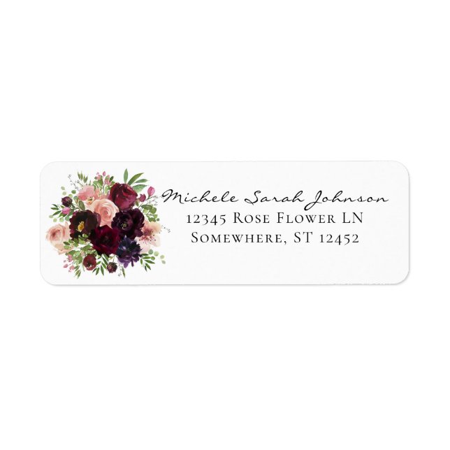 Burgundy & Blush Floral Return Address (Front)