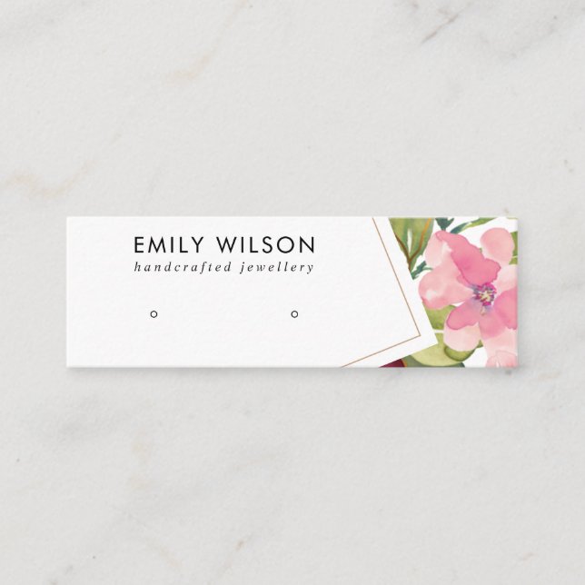 BURGUNDY BLUSH FLORAL STUD EARRING DISPLAY CARD (Front)