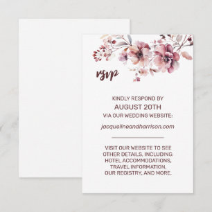 Burgundy & Blush Floral Watercolor Online Wedding RSVP Card