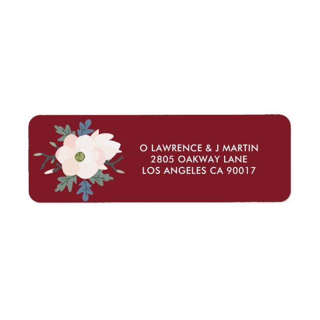 Burgundy Blush Floral Wedding Address (Front)