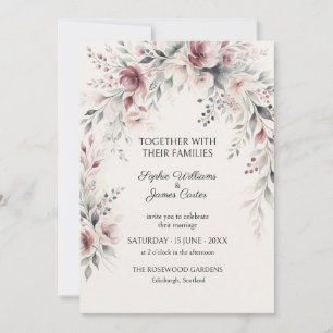 Burgundy Blush Floral Wedding Invitation