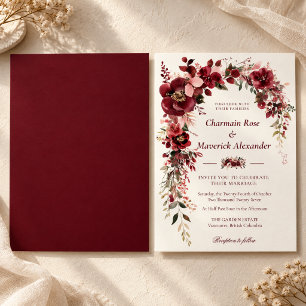 Burgundy Blush Floral Wedding Invitation