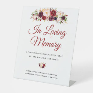 burgundy blush floral wedding memorial sign