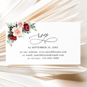 Burgundy Blush Floral Wedding Online RSVP Cards
