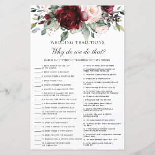Burgundy Blush Floral Wedding Traditions Game