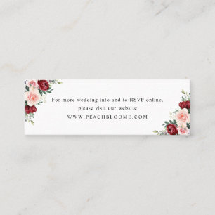 Burgundy Blush Floral Wedding Website Info Cards