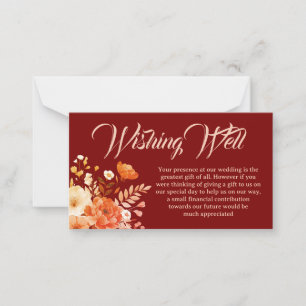 Burgundy Blush Floral Wishing Well Card