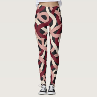 Burgundy Blush Interwoven Ribbon Pattern Leggings