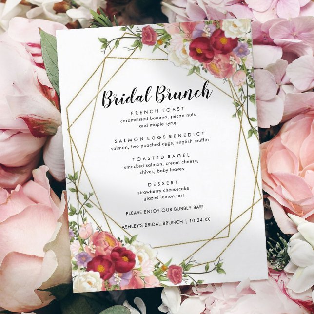 Burgundy Blush Modern Bridal Brunch Menu (Creator Uploaded)