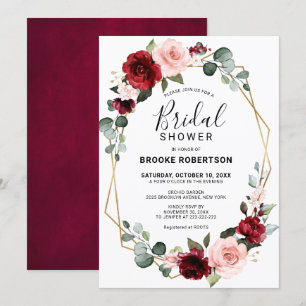 Burgundy Blush Modern Geometric Bridal Shower Invitation