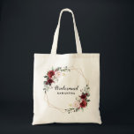 Burgundy Blush Modern Geometric Bridesmaid gift<br><div class="desc">Elegant and modern romantic geometric watercolor floral Bridesmaid gift Tote Bag features a bouquet of burgundy / marsala , blush pink, Purple, peach watercolor roses with matching foliage. Perfect for a fall / midsummer wedding. Please find more matching designs and variations from my "blissweddingpaperie" store. And feel free to contact...</div>