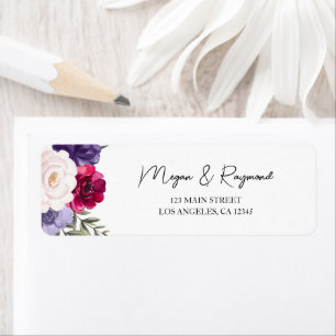 Burgundy Blush & Navy Blue Bloom Guest Address