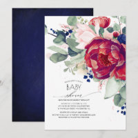 Burgundy Blush Navy Blue Floral Baby Shower