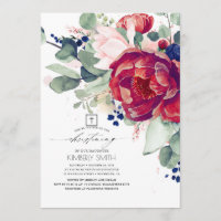 Burgundy Blush Navy Blue Floral Christening