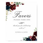 Burgundy Blush Navy Blue Floral Favour Wedding Sig