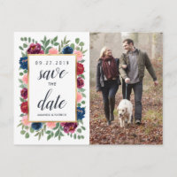 Burgundy Blush Navy Gold Wedding Save the Date