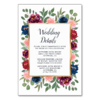 Burgundy Blush Navy Marsala Wedding Insert Cards