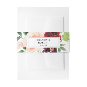 Burgundy & Blush Pink 4B Floral Invitation Belly Band