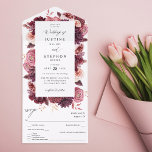 Burgundy & Blush Pink 8B Wedding 2 All In One Invitation<br><div class="desc">Make sending the invitation and RSVP easy while amazing your guests with your beautiful Burgundy & Blush Pink 8B Wedding 2 All In One Invitations.</div>
