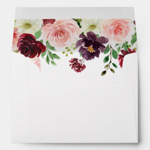 Burgundy & Blush Pink Floral 4 Envelope